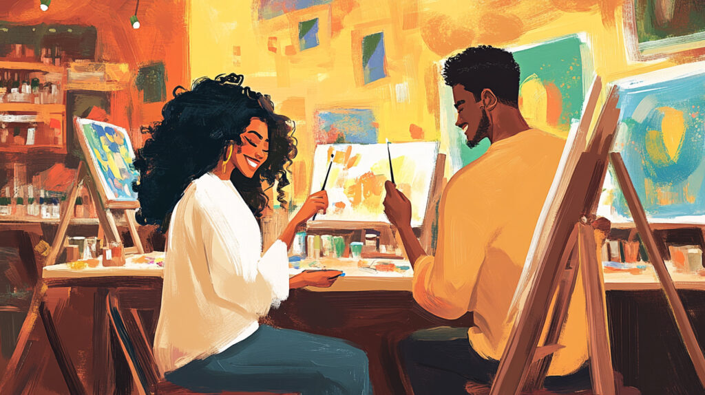 Try Sip & Paint at home as a first date idea